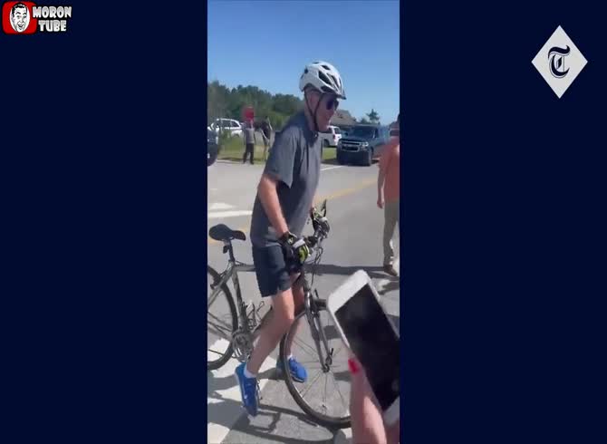 Video :Joe Biden falls off his bike